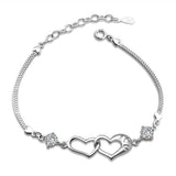 Silver Heart Rhinestone Crystal Bracelet